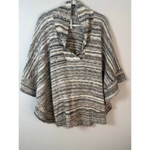 Leo & Nicole Striped Cowl Neck Knit Poncho Sweater Size XL
